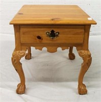 1 Drawer Pine End Table w/ ball & claw