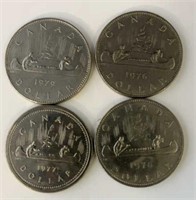 1976,77,78,79 Canada $1 Coins