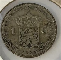 1930 Netherlands 1 Gulden Silver Coin