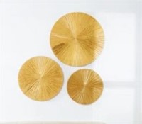 Wood Gold Carved Radial Plate Wall Decor Set of 3