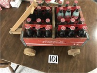 Coca-Cola Wooden Crate Wagon w/ Bottles