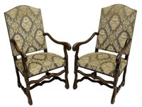 (2) LOUIS XIII STYLE FRUITWOOD ARMCHAIRS, 19TH C.