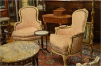 Pair of upholstered bergere chairs