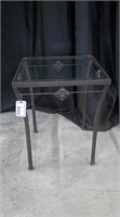 SQUARE METAL PATIO TABLE WITH BEVEL GLASS TOP