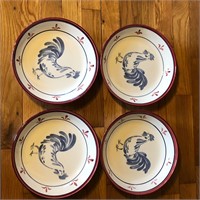(4) Williams Sonoma Country Rooster Pasta Bowls