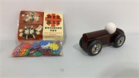 French Wooden toy car & 60’s DIS KIT building toy