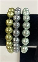 (4) Costume Jewelry Bead bracelets, stretchy