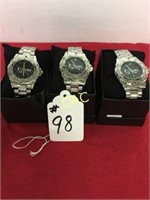3pc Burns London Stainless Steel Men's Watches