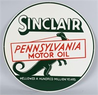 25 1/2" SINCLAIR PENNSYLVANIA MOTOR OIL TIN SIGN