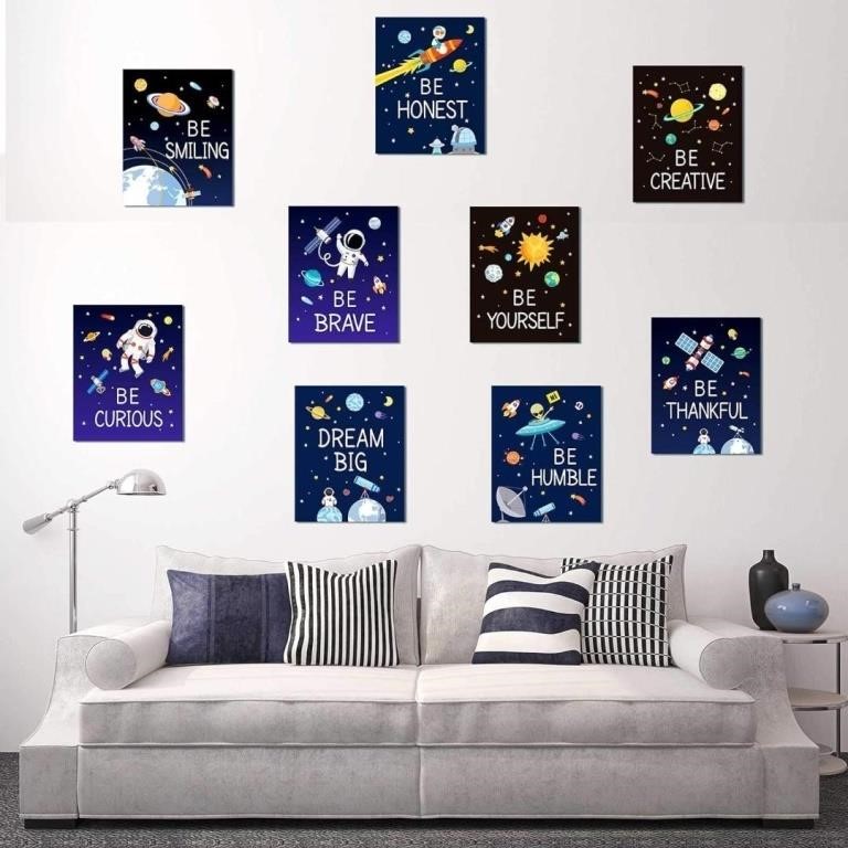 9PCS Unframed "Space" Wall Art Decor