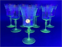 SET OF 8 URANIUM GLASS STEMS