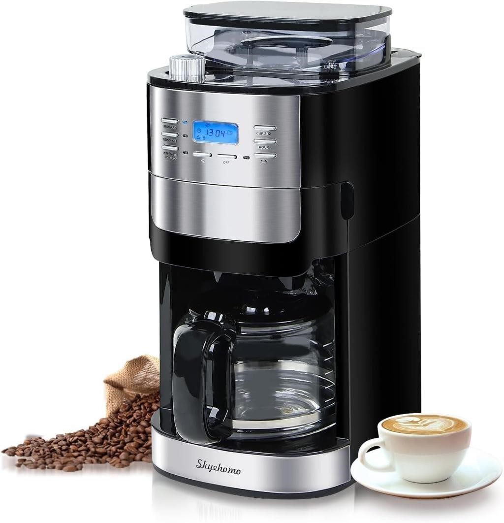 12 Cup Coffee Maker with Burr Grinder Built In