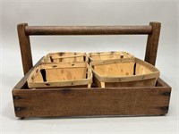 Strawberry Wood Crate, Farmers Market Basket,