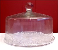 DOME GLASS CAKE COVER & EAPG PATTERN GLASS PLATE