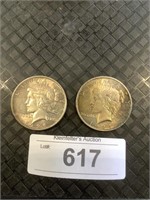 Pair of 1924 Peace Dollars.