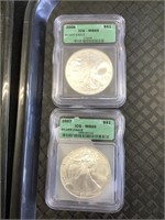 Pair of American Eagle Silver Dollars.