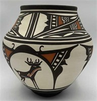 Hand Painted Zuni Pot By Carlos Laate