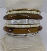 8 Brown, White, & Gold bangles