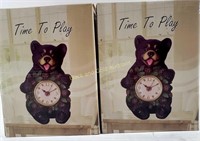 (2) Bear Time to Play Clocks NIB
