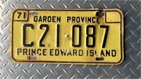 1971 PRINCE EDWARD ISLAND LICENCE PLATE