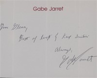 The Real Genius' Gabe Jarret signed note