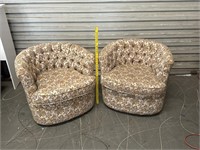 2 Tufted 1960's Barrel Round Chairs