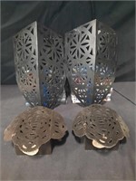 2 LG - 2 Small - Metal Candleholders