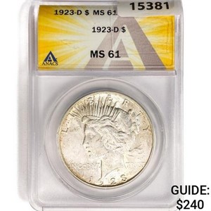 1923-D Silver Peace Dollar ANACS MS61