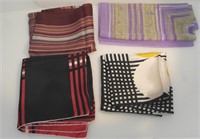 4 SQUARE SCARVES W/ GEOMETRIC PATTERNS