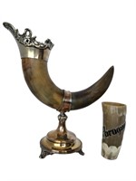 WMF Brass-Mounted Libation Horn