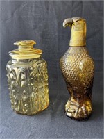 Vintage Amber glass eagle 12" decanter & Federal
