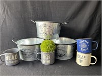 9" metal plant pots