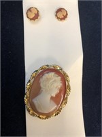 Cameo Brooch  & Earring Set