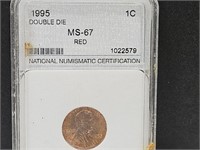 1995 Double Die Graded 1 Cent MS 67 Red