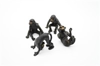 4 Cast Iron Monkeys