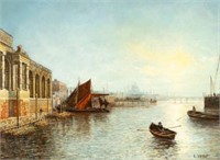 Venetian Canal Scene, Signed L. Vesco.