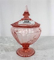 Vintage Pink Glass Lidded Candy Dish