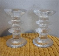 Finnish Glass Candlestick Holders