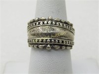 Vintage Sterling Silver Cigar Band Ring, Size 9,