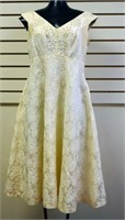 1940's-50's White Brocade Cocktail Dress