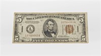1934A $5 HAWAII OVERPRINT NOTE - VF