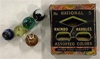 Vintage National Rainbo Box of Marbles