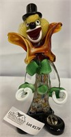 Murano glass clown figurine 8”