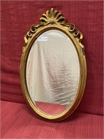 Oval Mirror in guild frame 18” x 30”