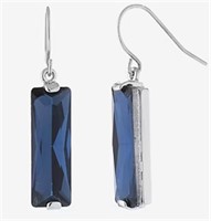 Sparkle Crystal Silver Rectangular Earrings