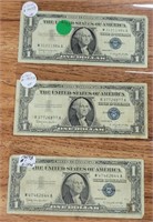 3- 1957-B U.S. $1 SILVER CERTIFICATES