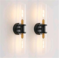 KUZZULL Wall Sconce Black and Brass Gold Wall Scon