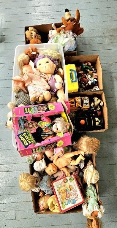 Large Lot of Toys, Dolls 5 Boxes