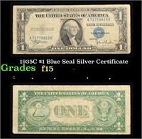 1935C $1 Blue Seal Silver Certificate Grades f+