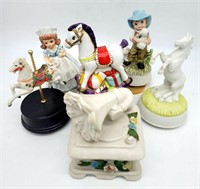(6) Vintage Porcelain Music Boxes - Unicorns